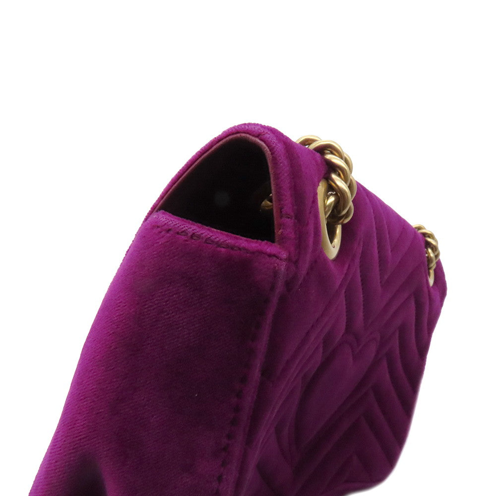GUCCI GG Marmont ChainShoulder Bag Purple443497 Velour Leather