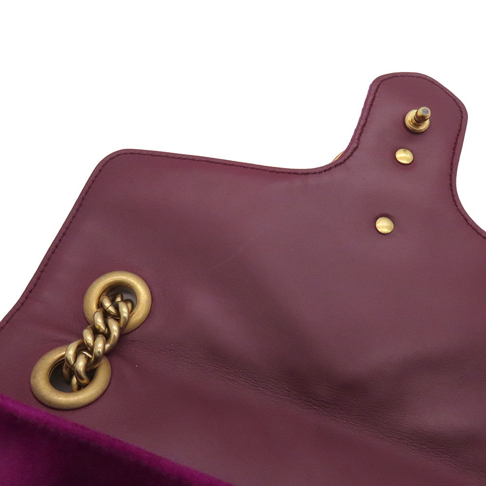 GUCCI GG Marmont ChainShoulder Bag Purple443497 Velour Leather