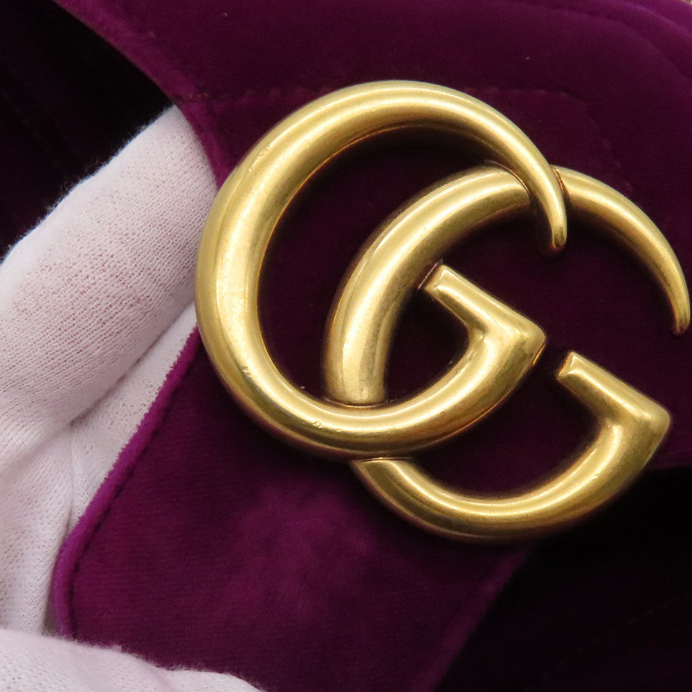 GUCCI GG Marmont ChainShoulder Bag Purple443497 Velour Leather