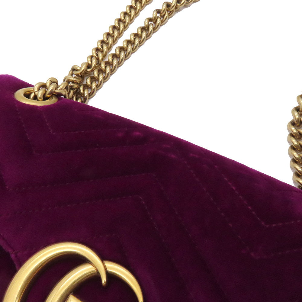GUCCI GG Marmont ChainShoulder Bag Purple443497 Velour Leather