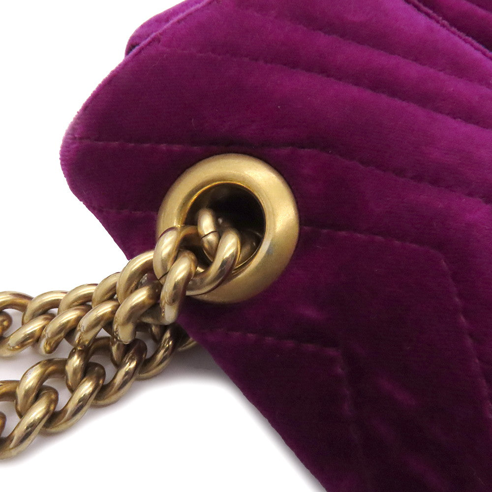 GUCCI GG Marmont ChainShoulder Bag Purple443497 Velour Leather