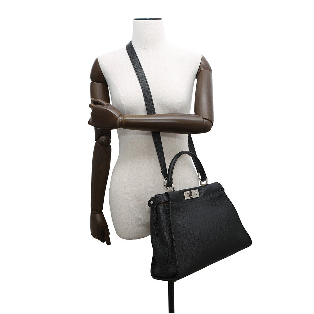 FENDI Selleria Peekaboo Black8BN290 Leather Size regular