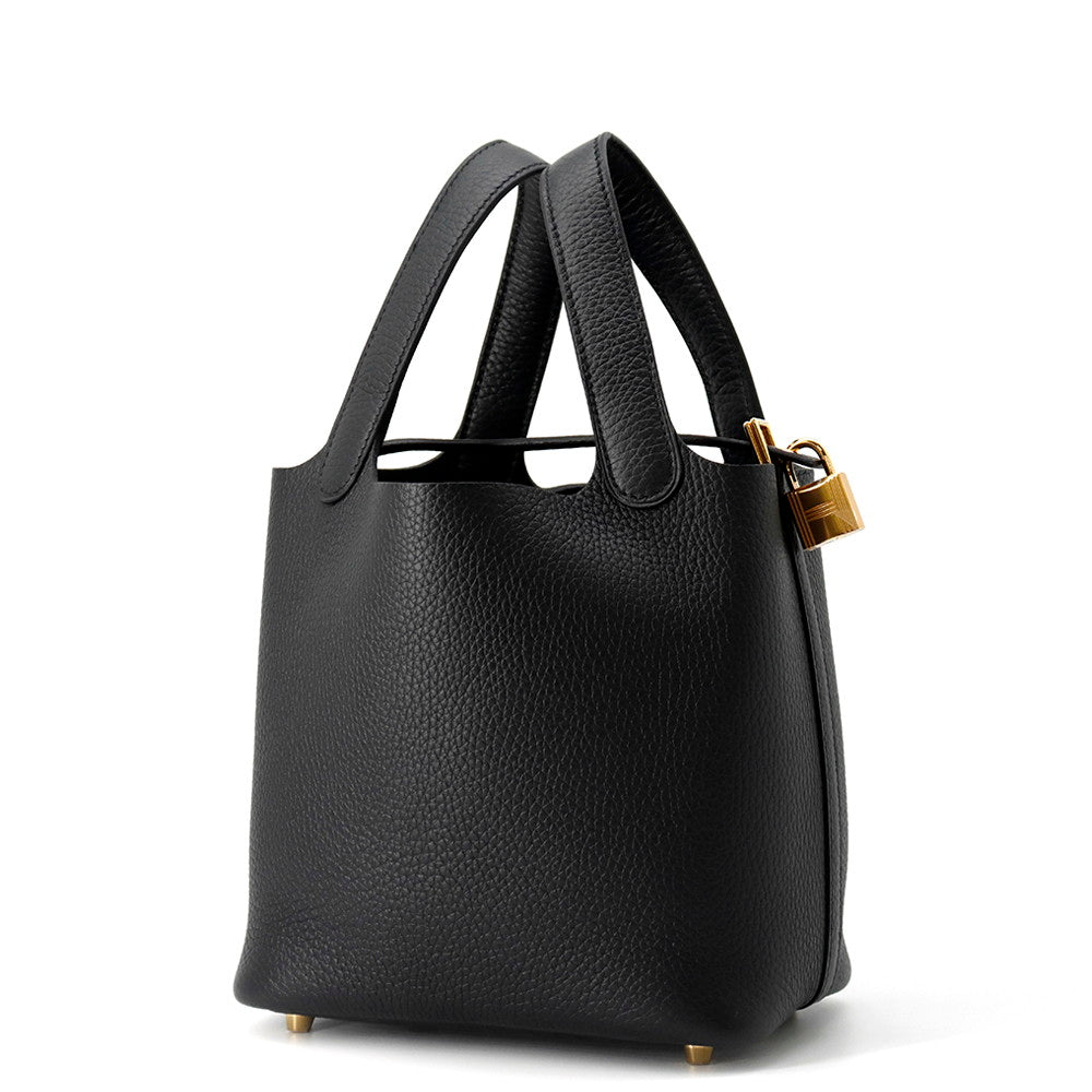 HERMES Picotin Lock Black Taurillon Clemence Size PM
