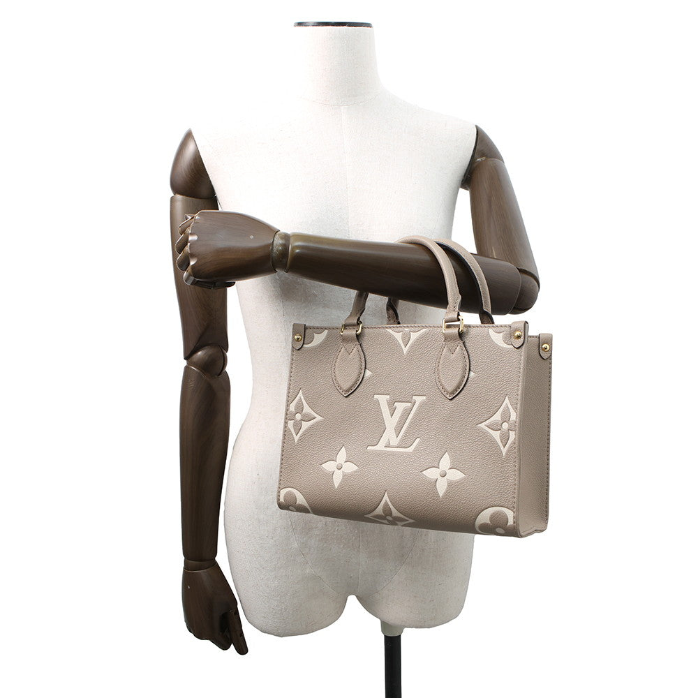 LOUIS VUITTON Onthego Tourterelle claimM45779 Bicolor Monogram Empreinte Leather Monogram Giant Size PM