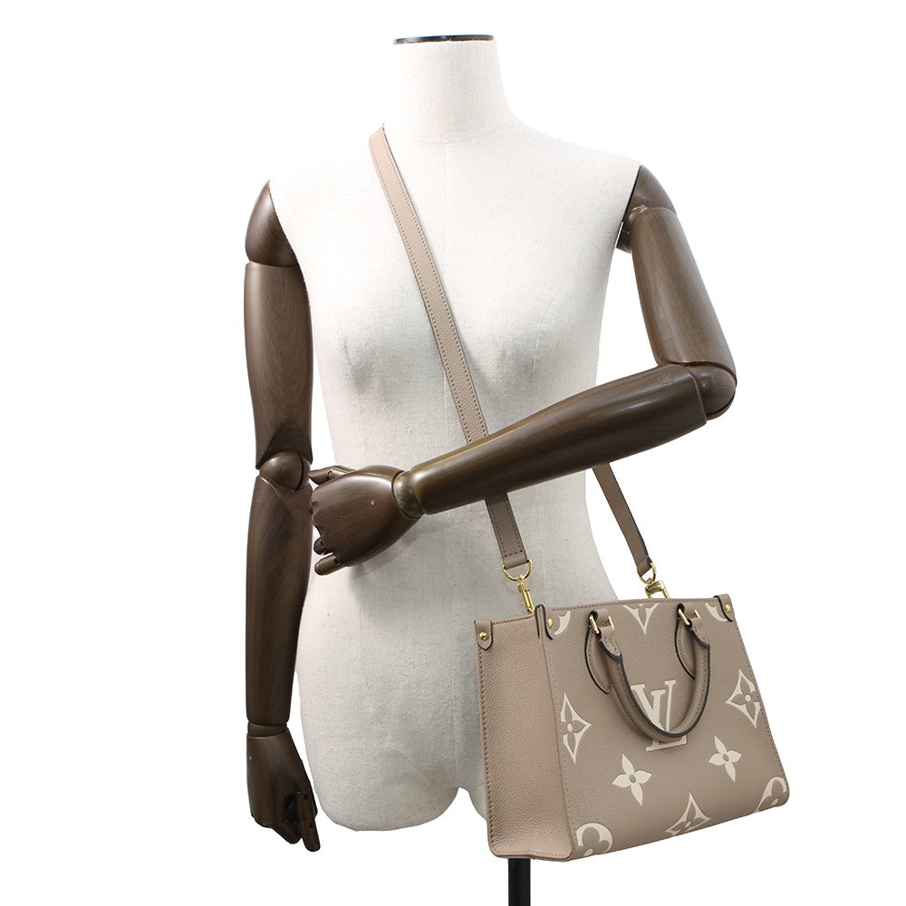 LOUIS VUITTON Onthego Tourterelle claimM45779 Bicolor Monogram Empreinte Leather Monogram Giant Size PM