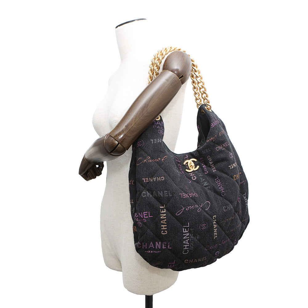 CHANEL Matelasse Hobo Shoulder Bag Black/MulticolorAS3127 Denim