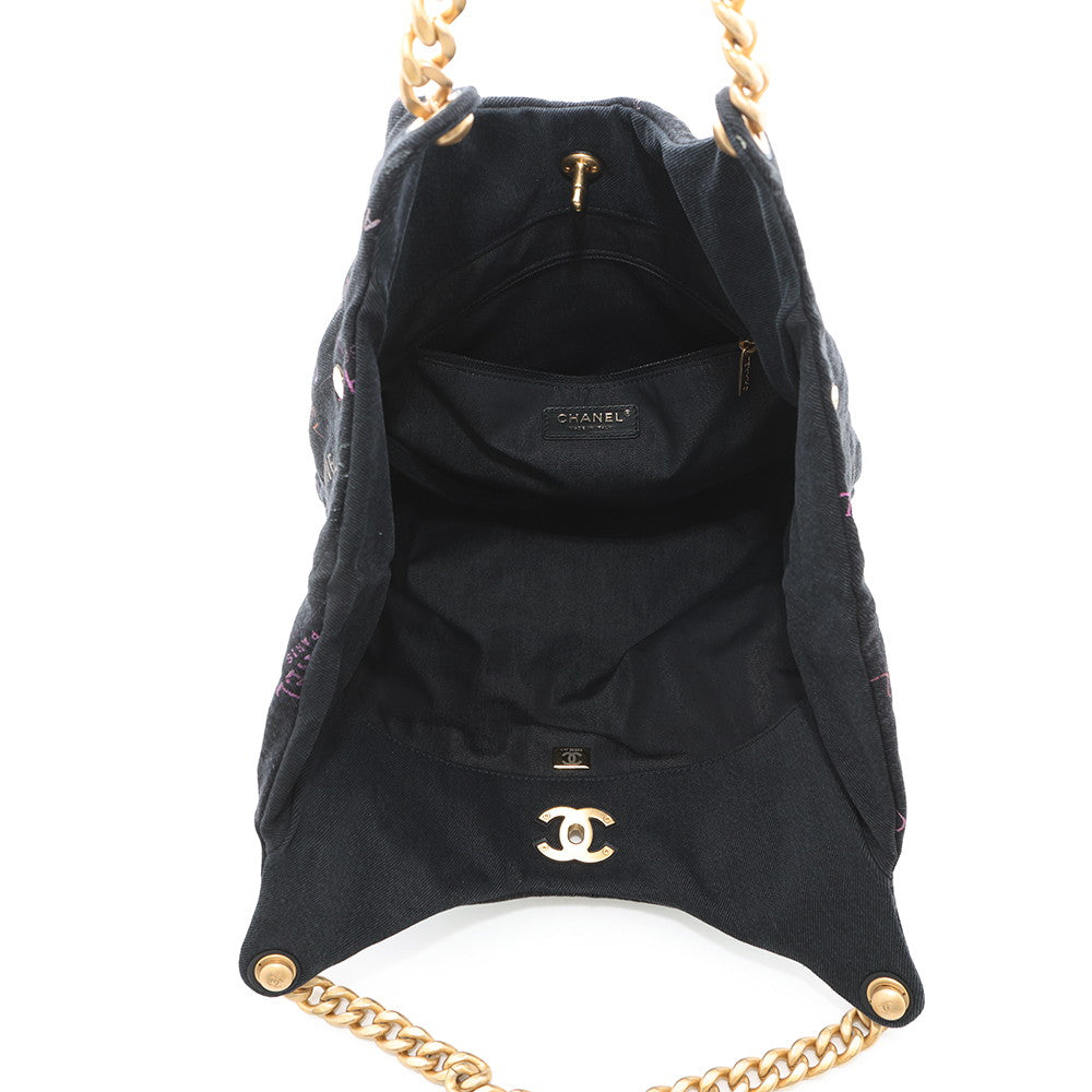CHANEL Matelasse Hobo Shoulder Bag Black/MulticolorAS3127 Denim