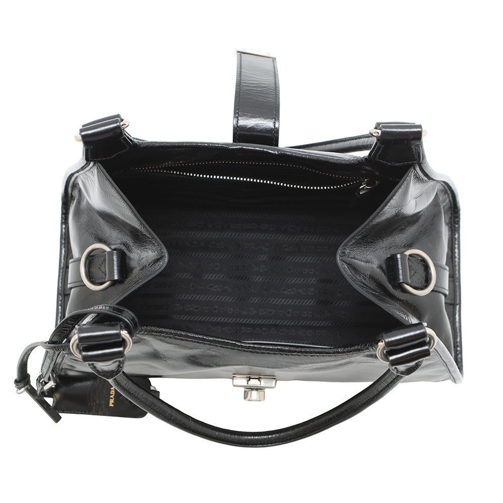 PRADA Hobo Bag Black1BG563 Calf Leather Size Medium