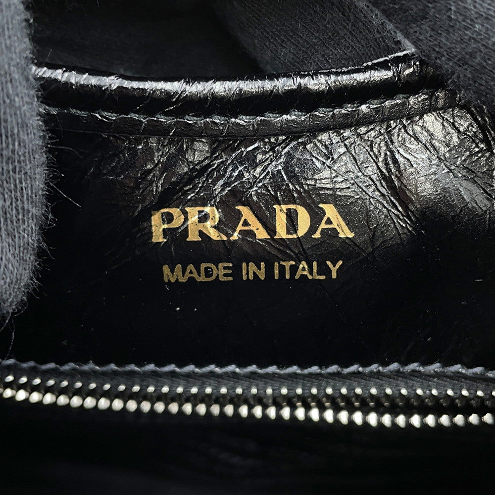 PRADA Hobo Bag Black1BG563 Calf Leather Size Medium