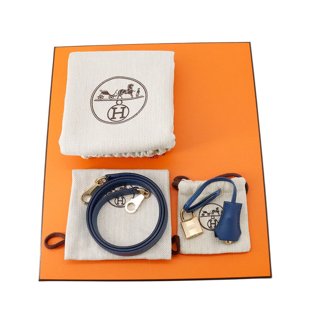 HERMES Kelly Sellier Blue Tie Veau Madame Size 25