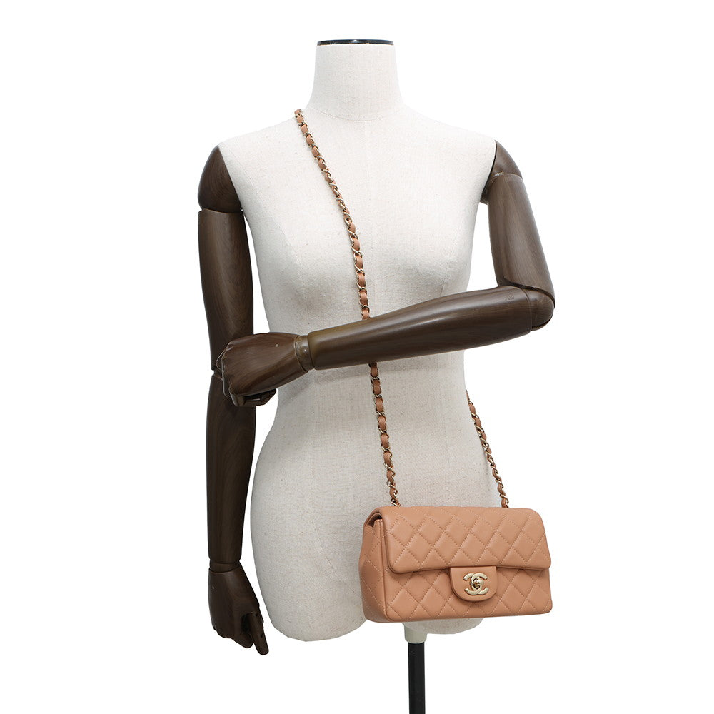 CHANEL Matelasse Single Chain Shoulder Bag BrownA69900 Lambskin Size Mini