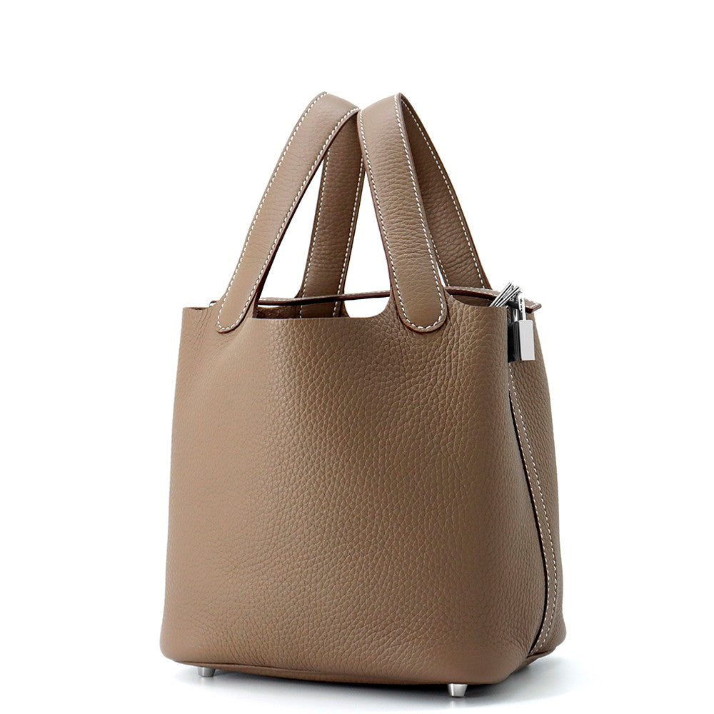 HERMES Picotin Lock Etoupe Taurillon Clemence Size PM