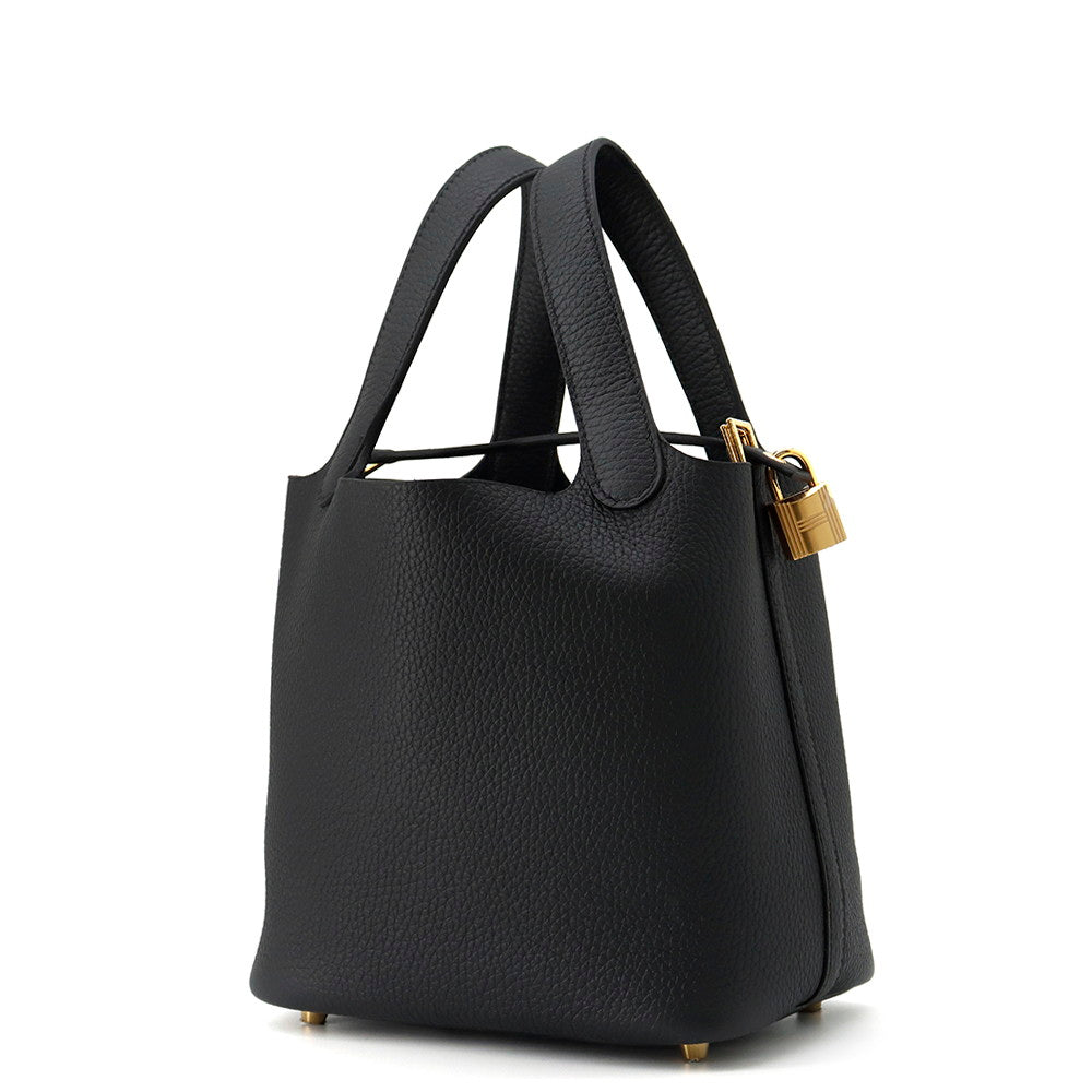 HERMES Picotin Lock Black Taurillon Clemence Size PM