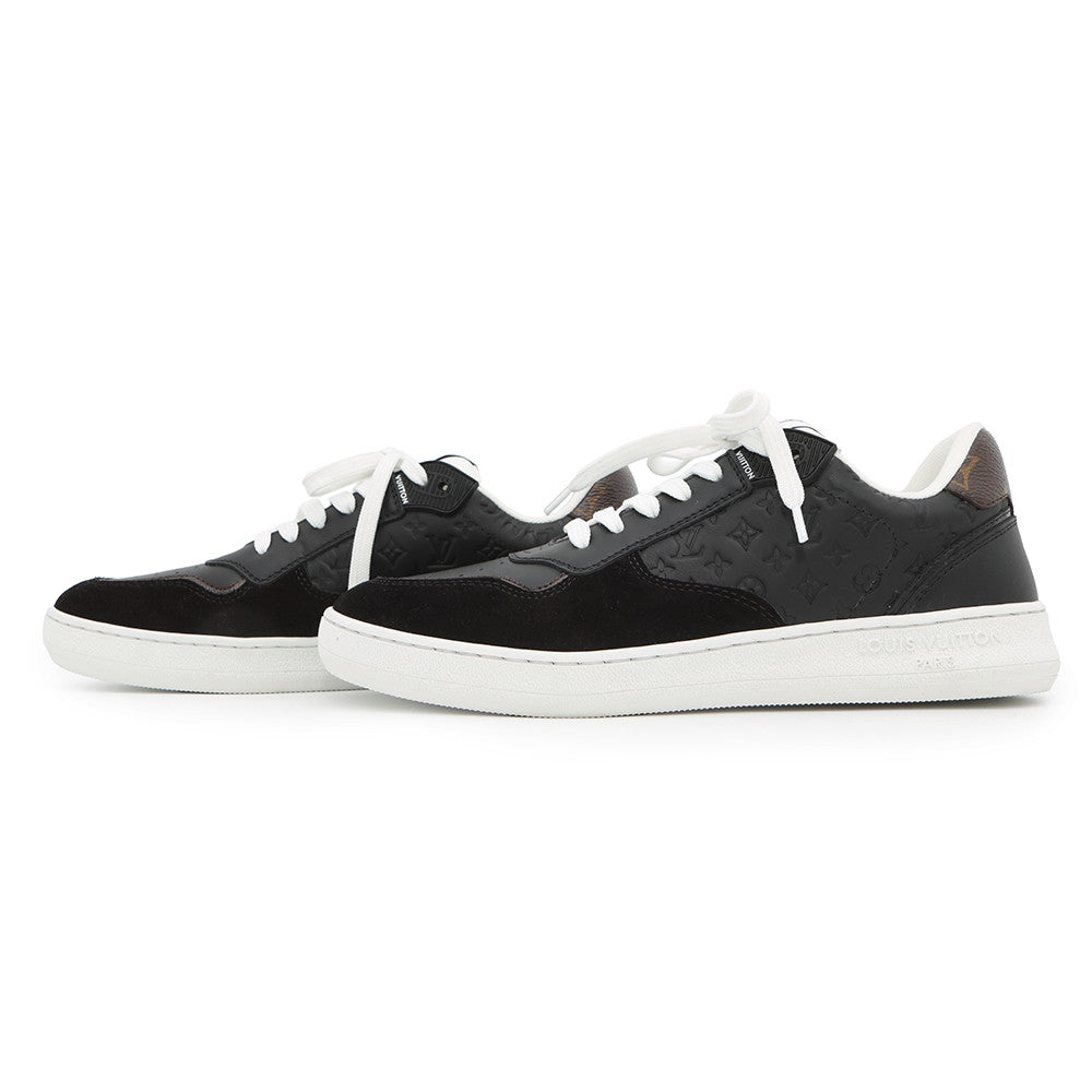 LOUIS VUITTON LV Stadium Sneakers Black1ACUJ3 Monogram Calf Leather Suede Size 38