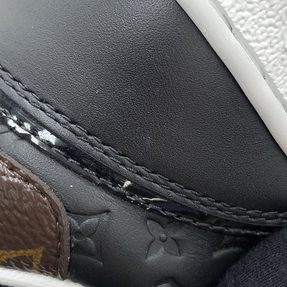 LOUIS VUITTON LV Stadium Sneakers Black1ACUJ3 Monogram Calf Leather Suede Size 38