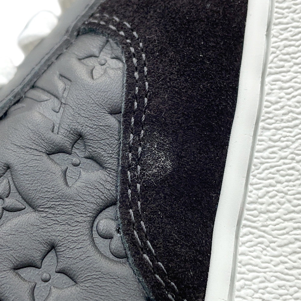 LOUIS VUITTON LV Stadium Sneakers Black1ACUJ3 Monogram Calf Leather Suede Size 38