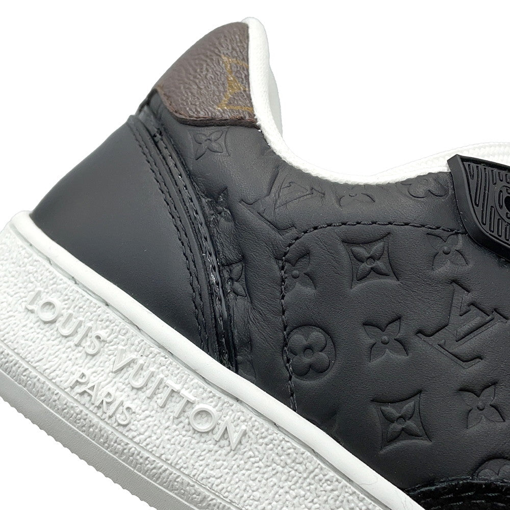 LOUIS VUITTON LV Stadium Sneakers Black1ACUJ3 Monogram Calf Leather Suede Size 38