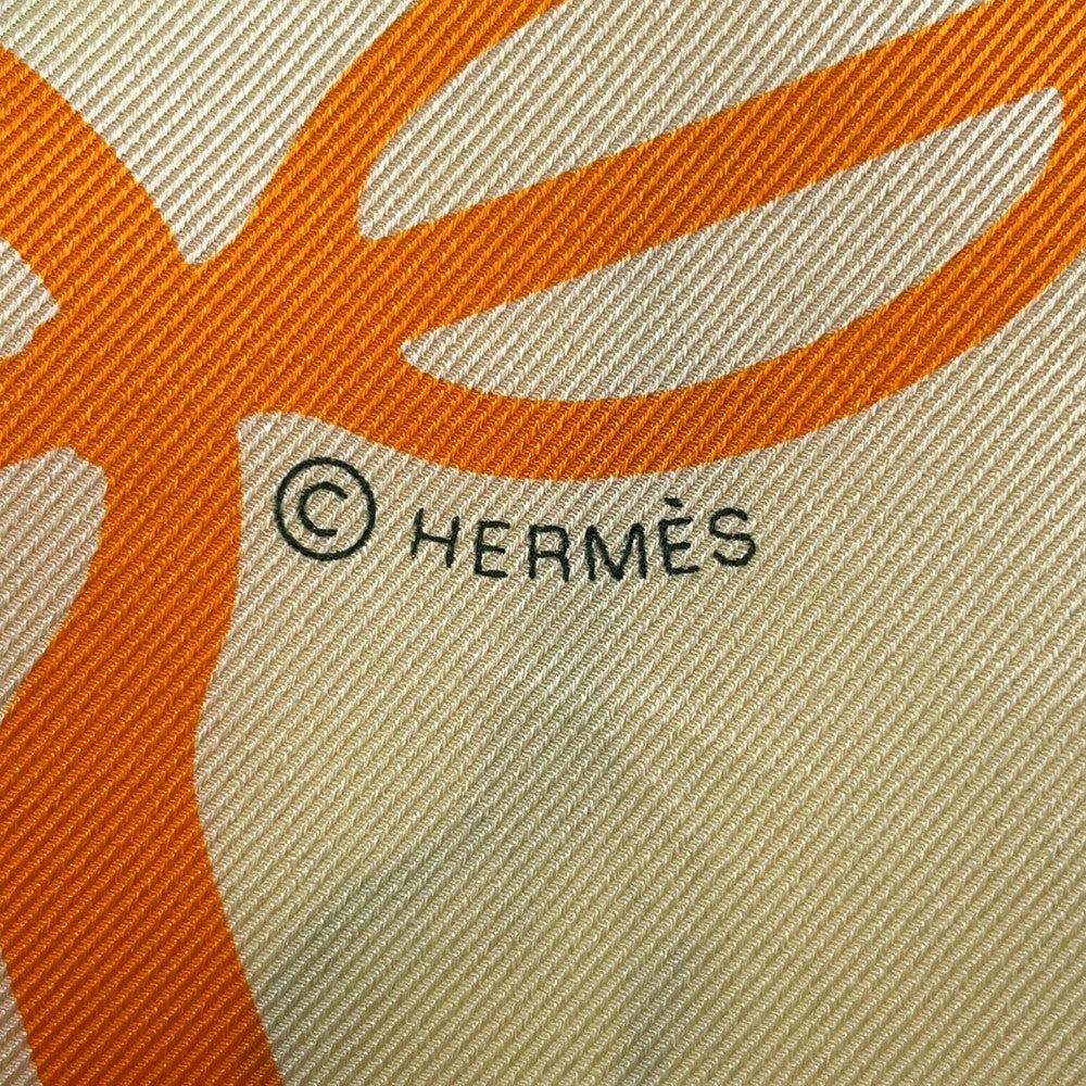 HERMES Carre LES PETITS PAPIERS Size 70 Jaune/Multicolor Silk100%