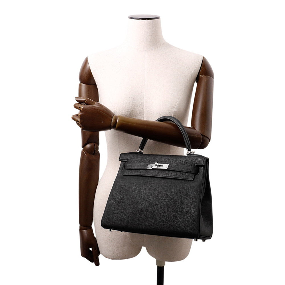 HERMES Kelly Retourne Black Togo Leather Size 28