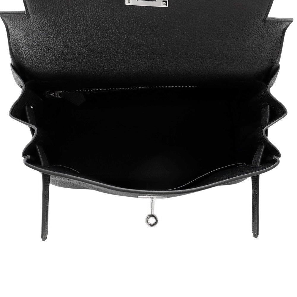 HERMES Kelly Retourne Black Togo Leather Size 28