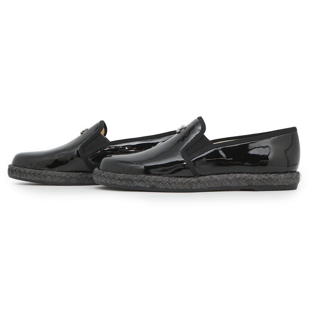 CHANEL CC Logo Espadrilles slip-ons BlackG31874 Enamel Size 37