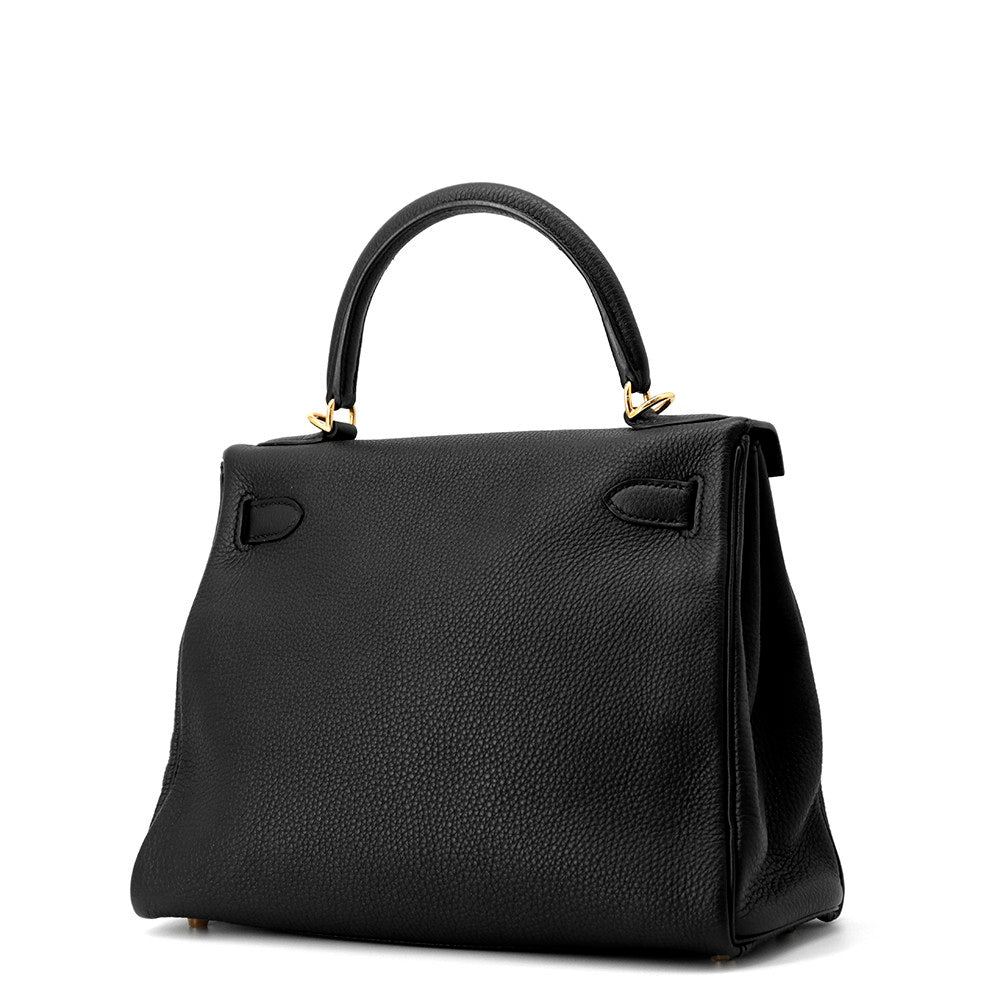 HERMES Kelly Retourne Black Togo Leather Size 28