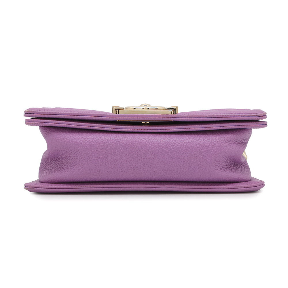 CHANEL Matelasse Boy Chanel Shoulder Bag PurpleA67085 Caviar Leather Size Small