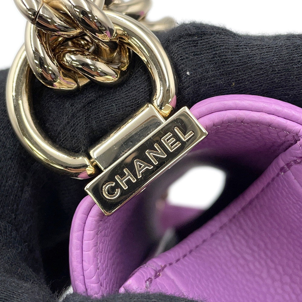CHANEL Matelasse Boy Chanel Shoulder Bag PurpleA67085 Caviar Leather Size Small