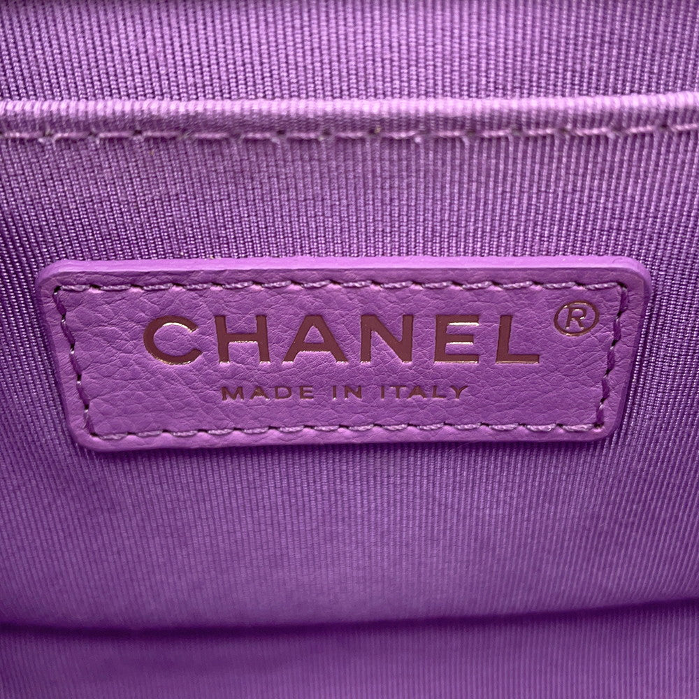 CHANEL Matelasse Boy Chanel Shoulder Bag PurpleA67085 Caviar Leather Size Small