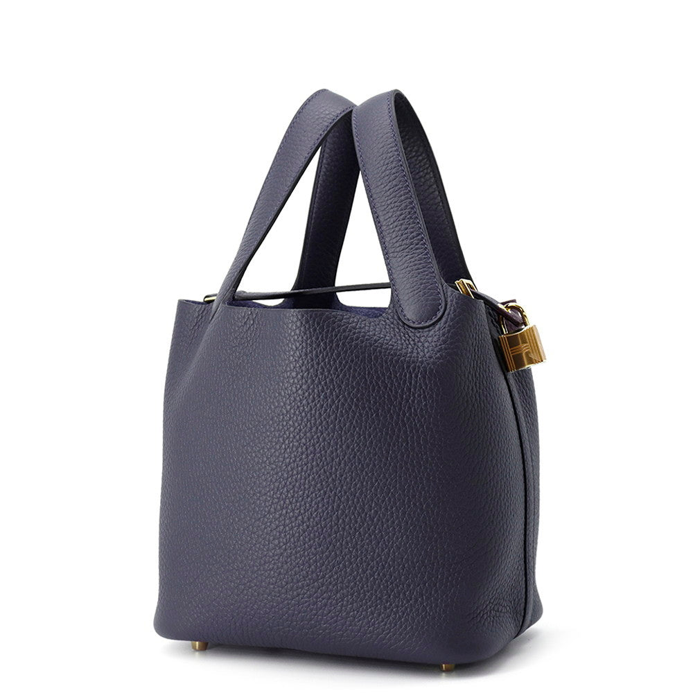 HERMES Picotin Lock Blue Nuit Taurillon Clemence Size PM