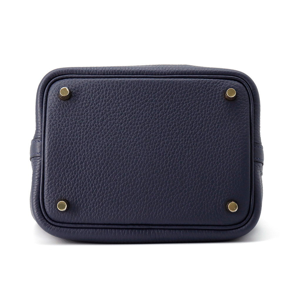 HERMES Picotin Lock Blue Nuit Taurillon Clemence Size PM