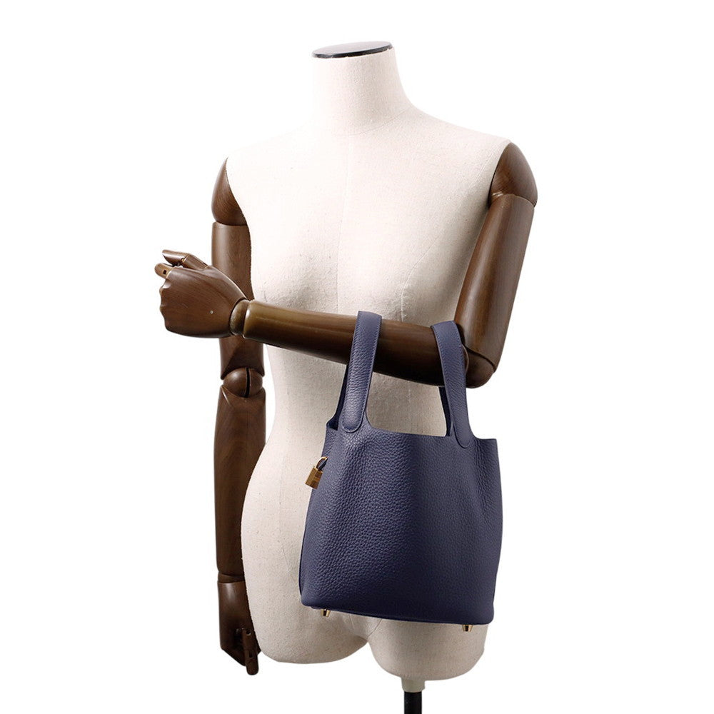 HERMES Picotin Lock Blue Nuit Taurillon Clemence Size PM