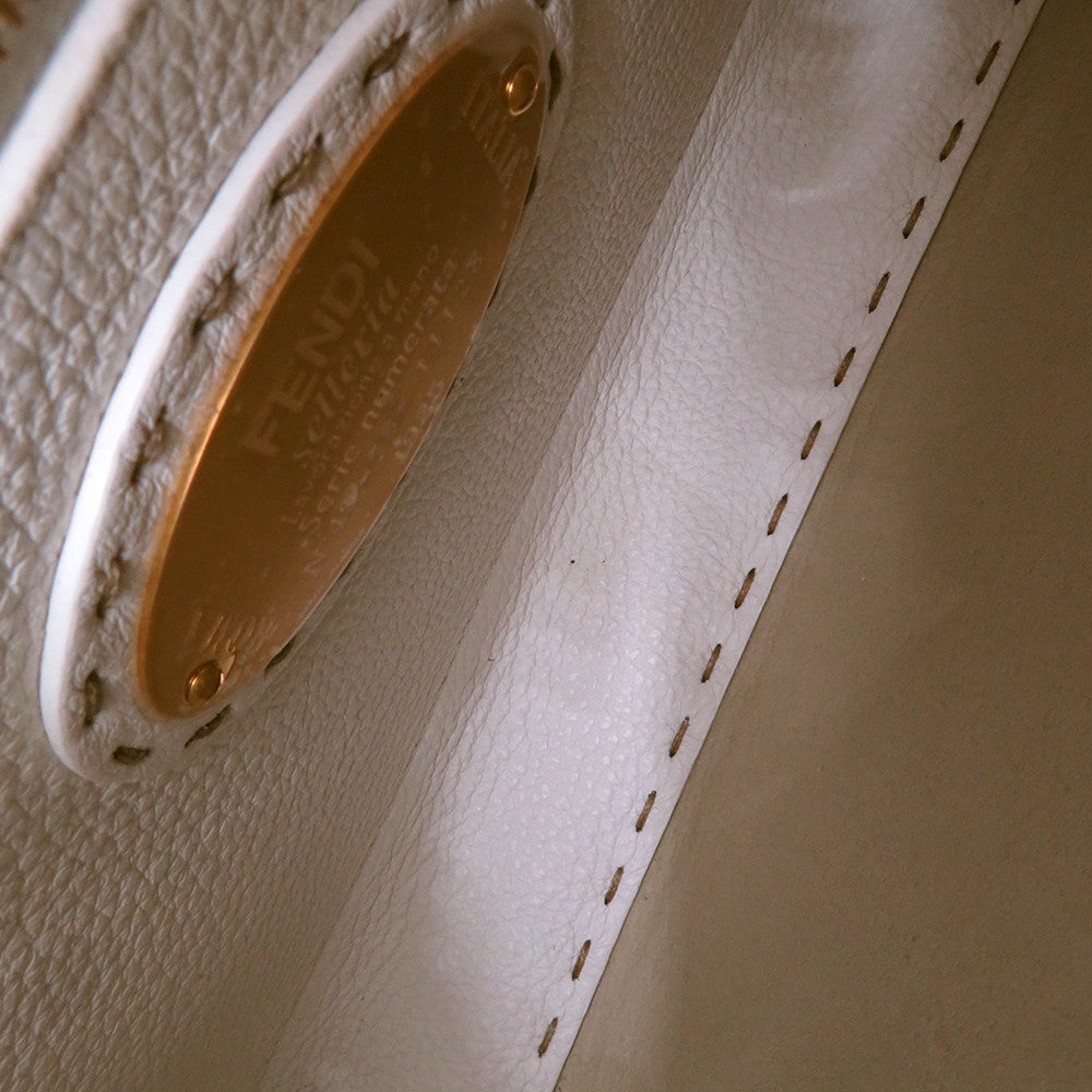 FENDI Peekaboo Selleria White8BN244 Leather Size Mini