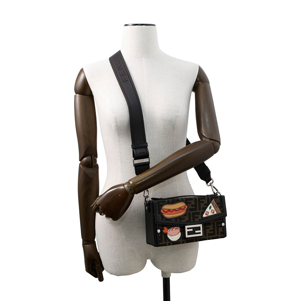 FENDI FENDIlicious Bucket Soft Trunk Zucca Pattern Brown/Black7VA565 Canvas Leather
