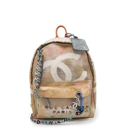 CHANEL Act 2 Graffiti Backpack Beige/MulticolorA92352 Canvas