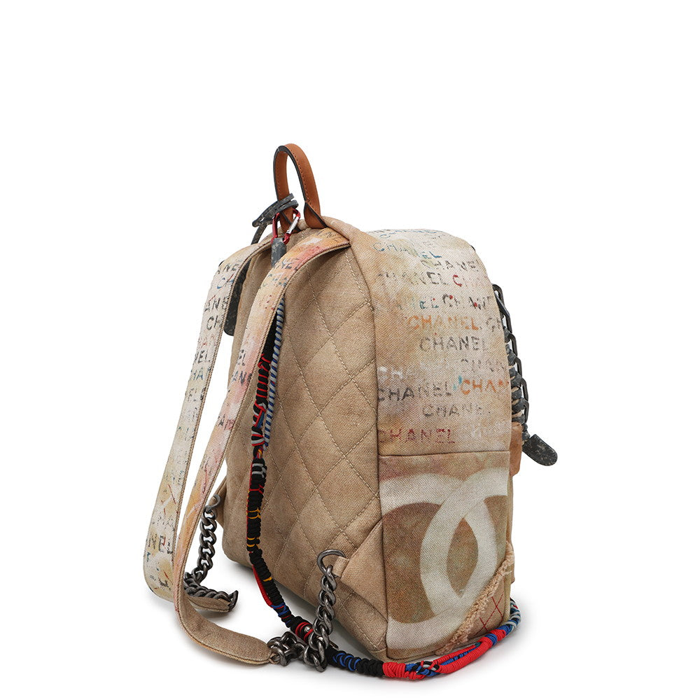 CHANEL Act 2 Graffiti Backpack Beige/MulticolorA92352 Canvas