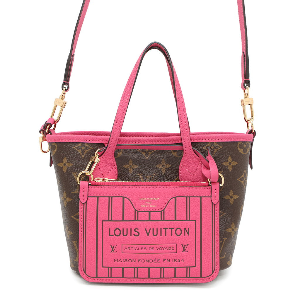 LOUIS VUITTON Neverfull Inside Out Rose Buffalo Pondichery Leather/BrownM12106 Monogram Size BB