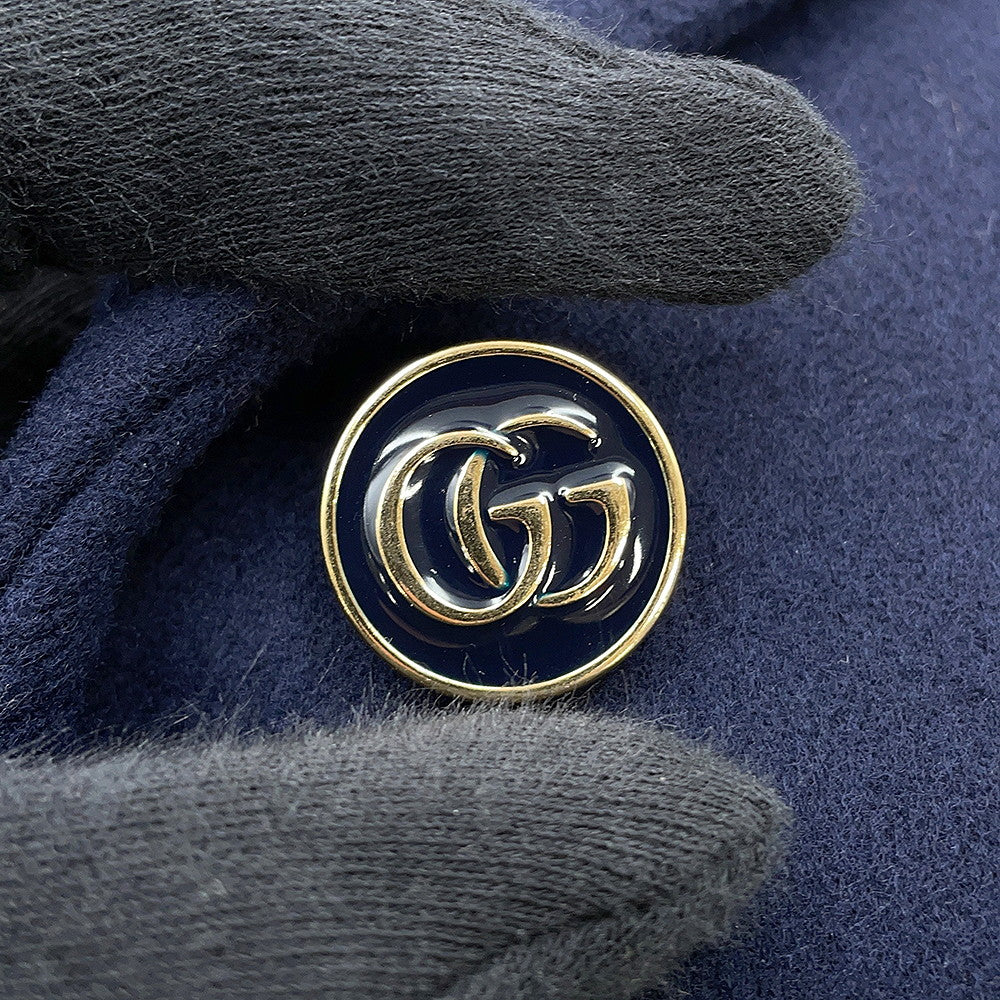 GUCCI Coat with GGChain Size 38 Navy669525 Wool 98% Nylon2%