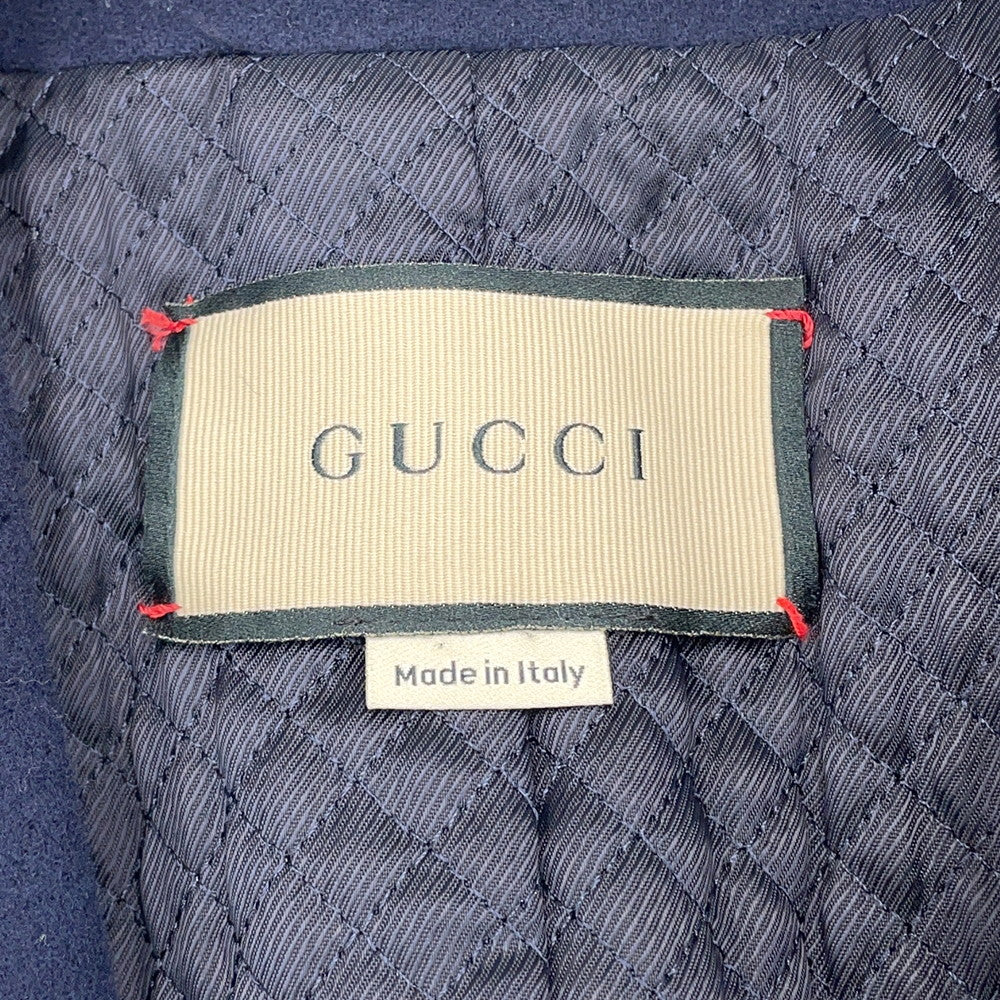 GUCCI Coat with GGChain Size 38 Navy669525 Wool 98% Nylon2%