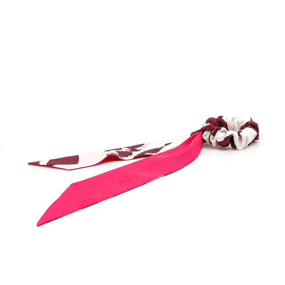 HERMES Scrunchie Bella Pink/Purple/White Silk100%
