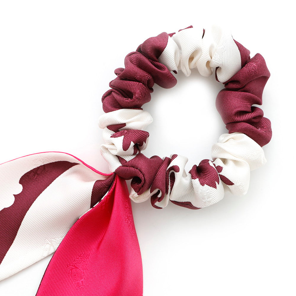 HERMES Scrunchie Bella Pink/Purple/White Silk100%