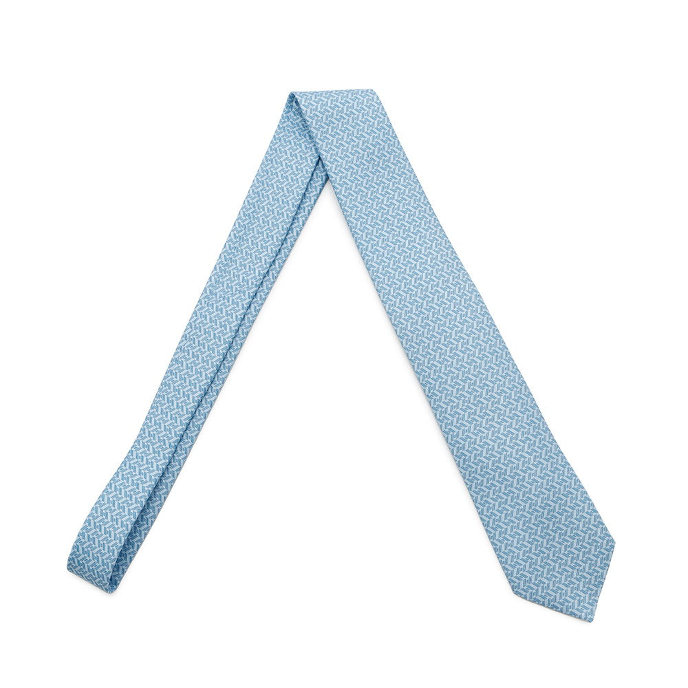 HERMES Tie HOblique Ciel Silk100%