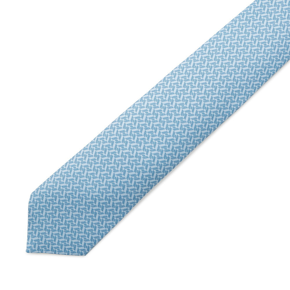 HERMES Tie HOblique Ciel Silk100%