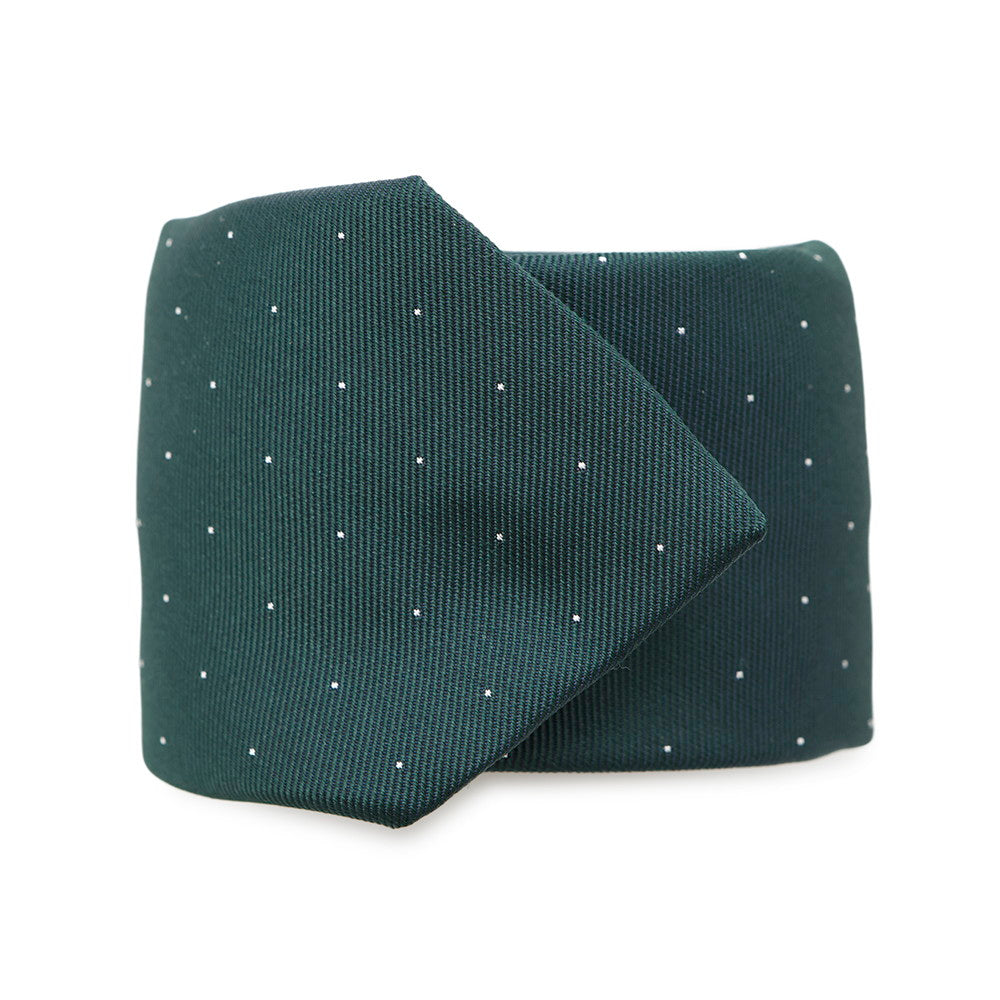HERMES Sporty Dots Tie Vert/Blanc Silk100%