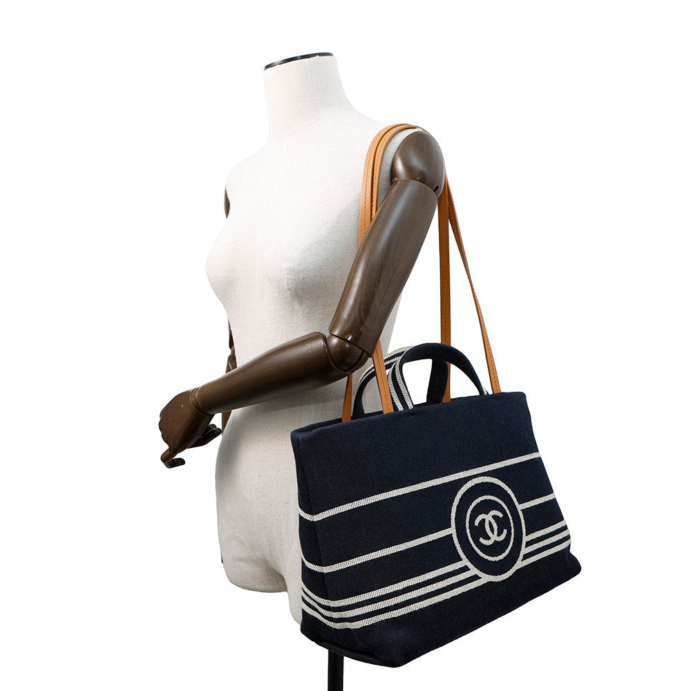 CHANEL CC Logo 2WAY Shopping in Denim NavyA92240 Denim