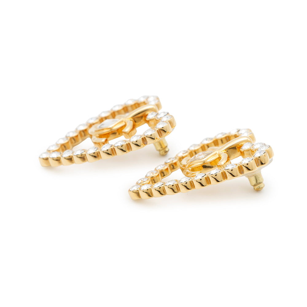 CHANEL Heart motif EarringsAB9926 Metal strass