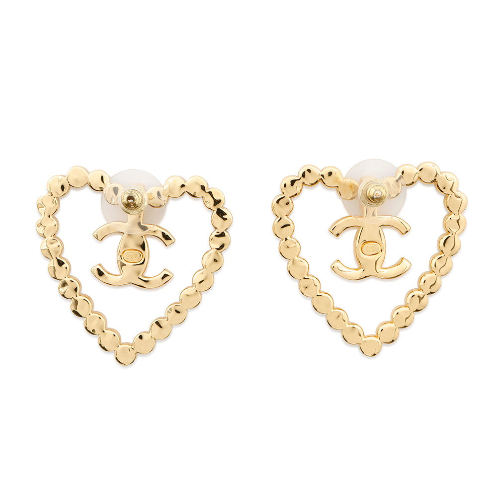 CHANEL Heart motif EarringsAB9926 Metal strass