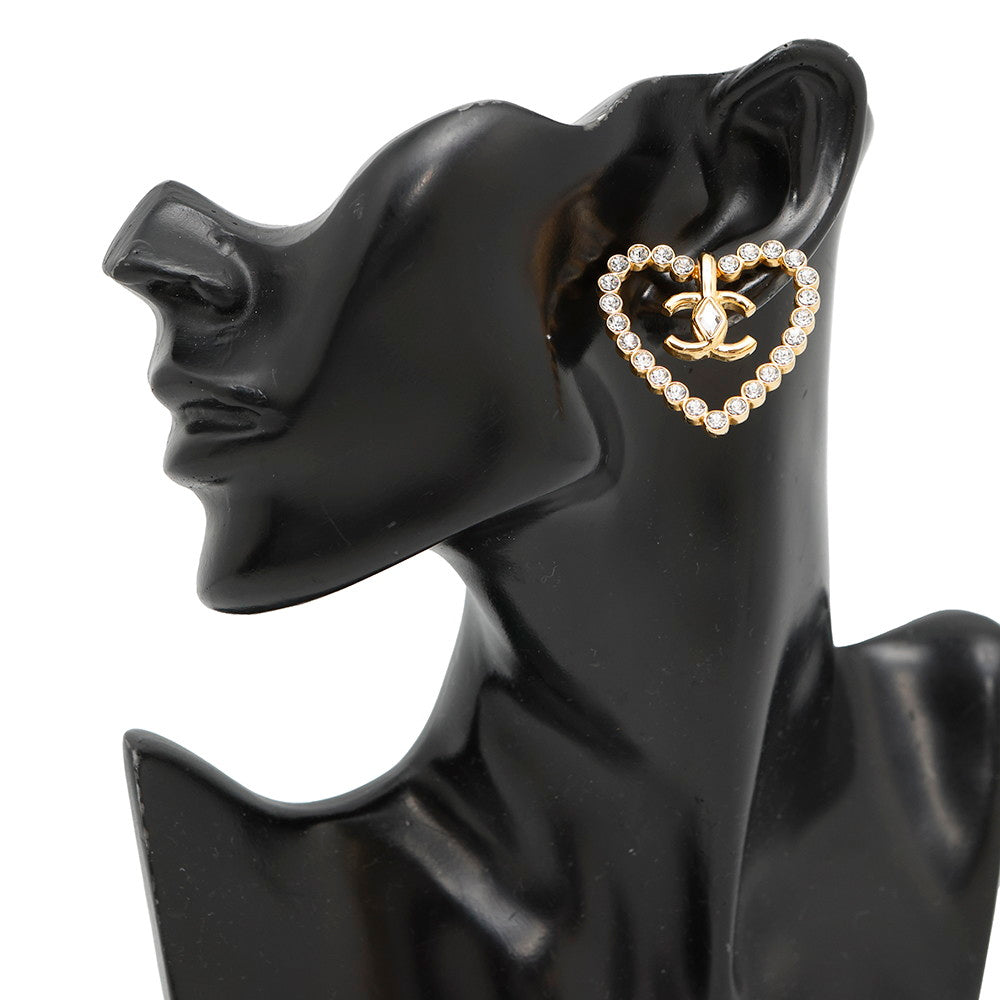 CHANEL Heart motif EarringsAB9926 Metal strass
