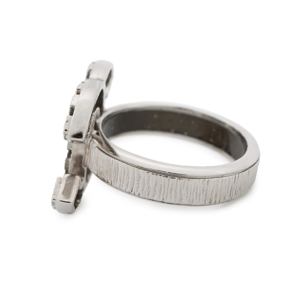 CHANEL CC Logo Ring Size Approximately13 Metal strass