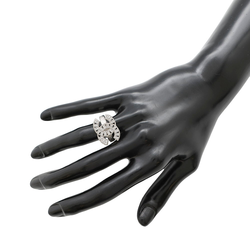 CHANEL CC Logo Ring Size Approximately13 Metal strass